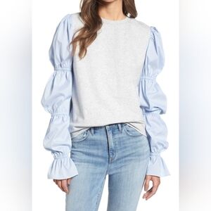 EUC Treasure & Bond Size Small Something Navy Poplin Sleeve Sweatshirt!